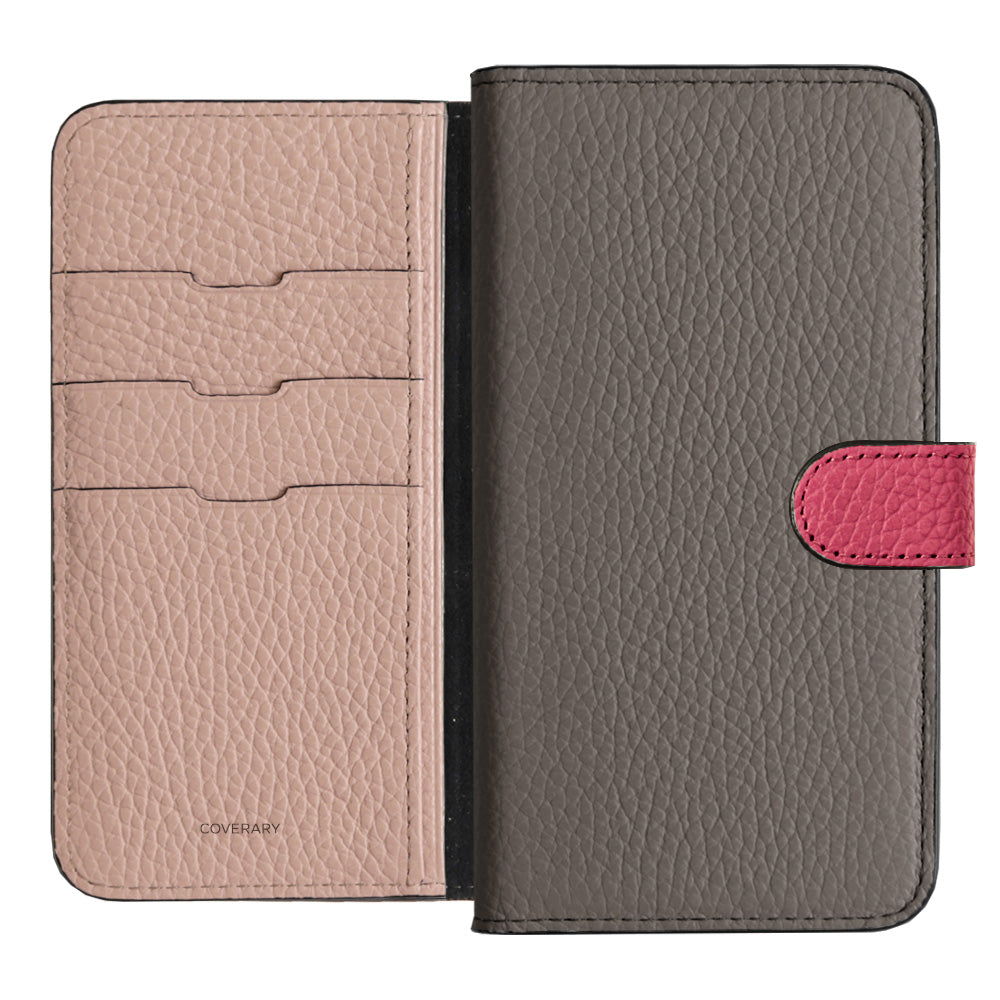 Genuine Leather 32 Colors Italian Shrink Leather Triple Color Notebook-Style Case (With Belt) Xperia Series
