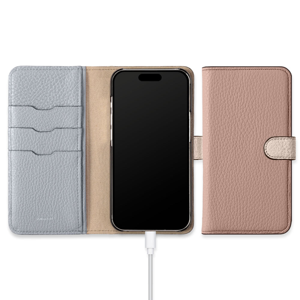 Genuine Leather 32 Colors Italian Shrink Leather Triple Color Notebook-Style Case (With Belt) Xperia Series