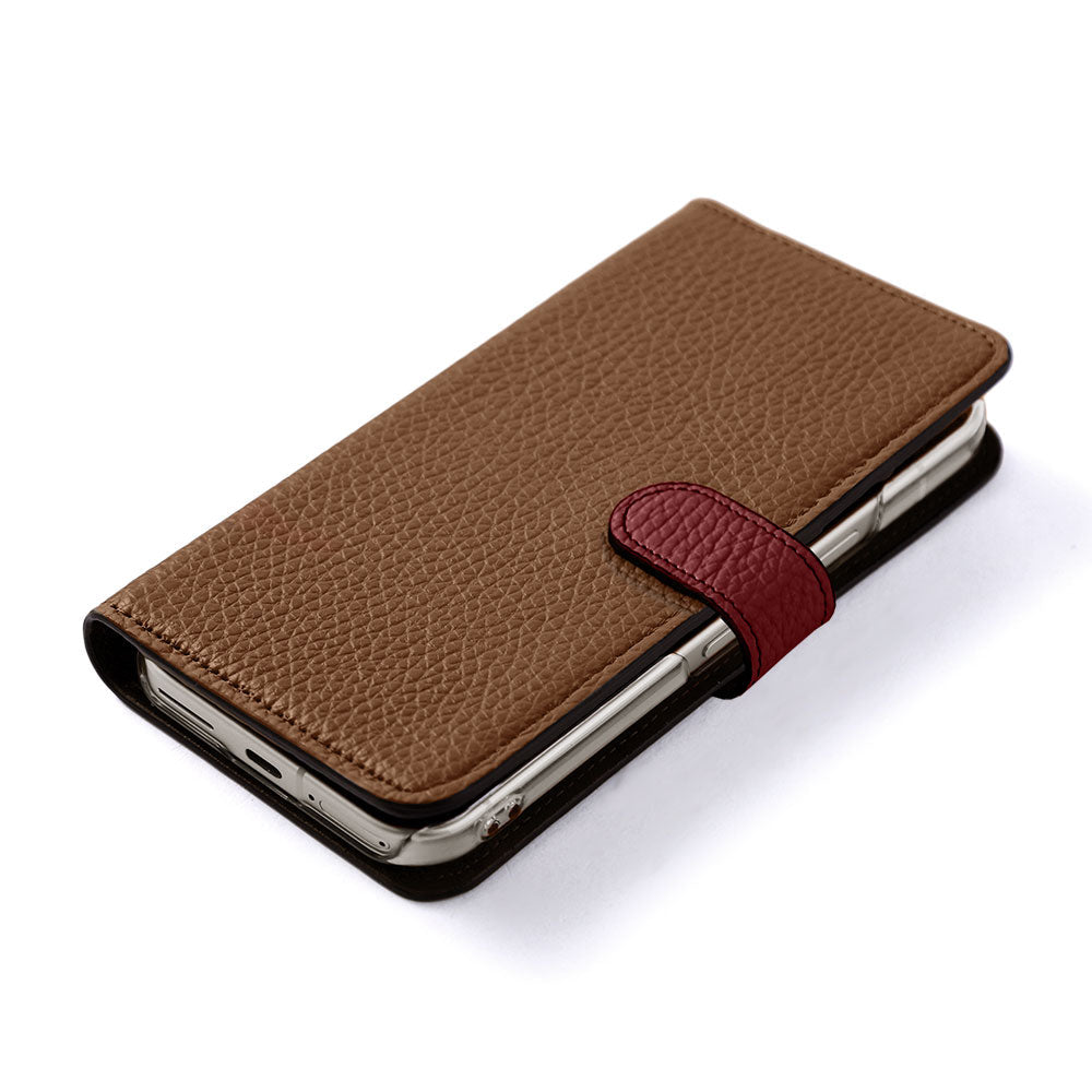Genuine Leather 32 Colors Italian Shrink Leather Triple Color Notebook-Style Case (With Belt) Xperia Series