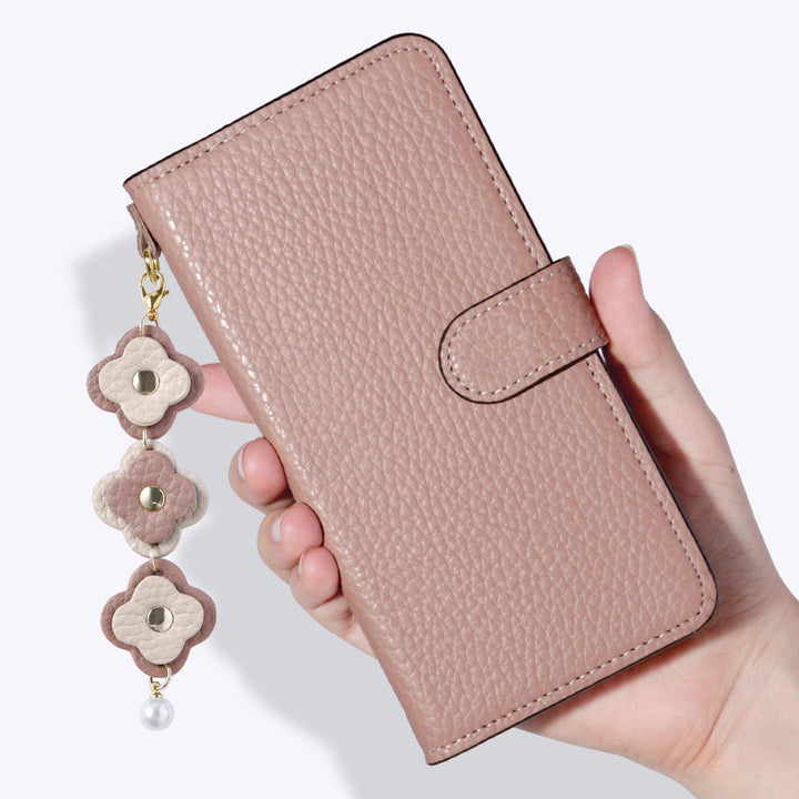 Genuine Leather 32 Colors Italian Shrink Leather Triple Flower Charm Wallet Case (With Belt) Xperia Series