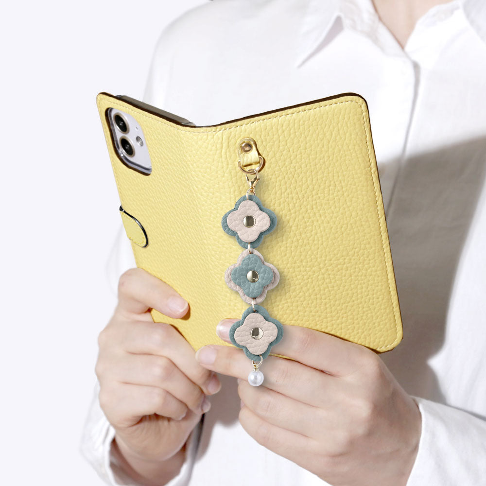 Genuine Leather 32 Colors Italian Shrink Leather Triple Flower Charm Wallet Case (With Belt) Xperia Series