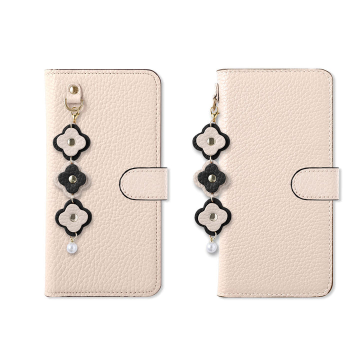 Genuine Leather 32 Colors Italian Shrink Leather Triple Flower Charm Wallet Case (With Belt) Xperia Series