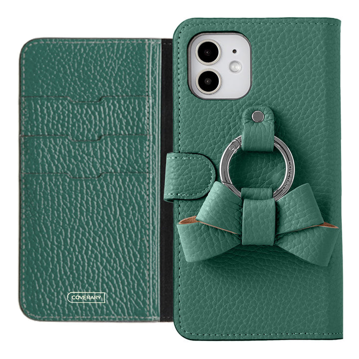 Genuine leather 32 colors Italian shrink leather notebook-style case with ribbon smartphone ring (with belt) Xperia series