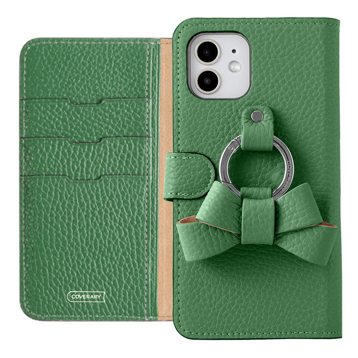 Genuine leather 32 colors Italian shrink leather notebook-style case with ribbon smartphone ring (with belt) Xperia series