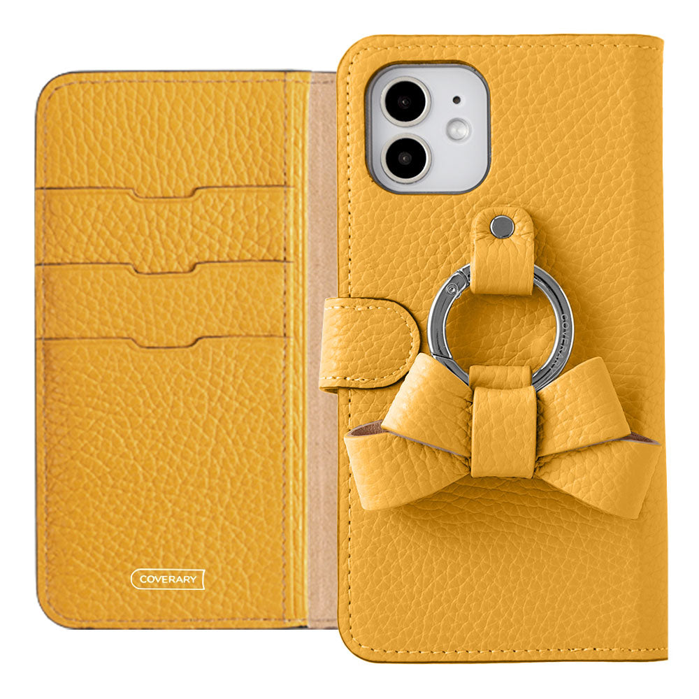 Genuine leather 32 colors Italian shrink leather notebook-style case with ribbon smartphone ring (with belt) Xperia series