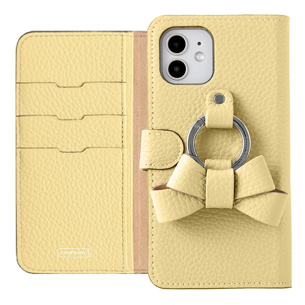 Genuine leather 32 colors Italian shrink leather notebook-style case with ribbon smartphone ring (with belt) Xperia series