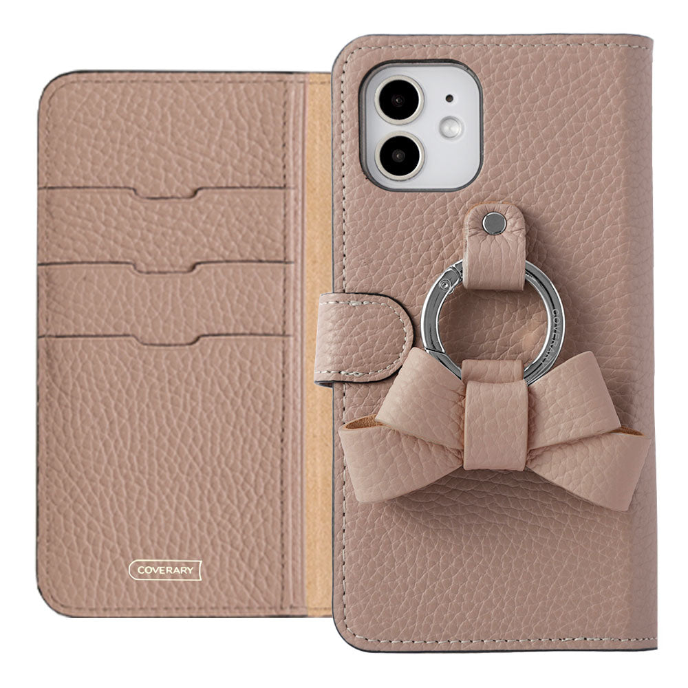 Étui portefeuille en cuir véritable italien grainé 32 couleurs avec anneau smartphone ruban (avec ceinture) pour la série iPhone