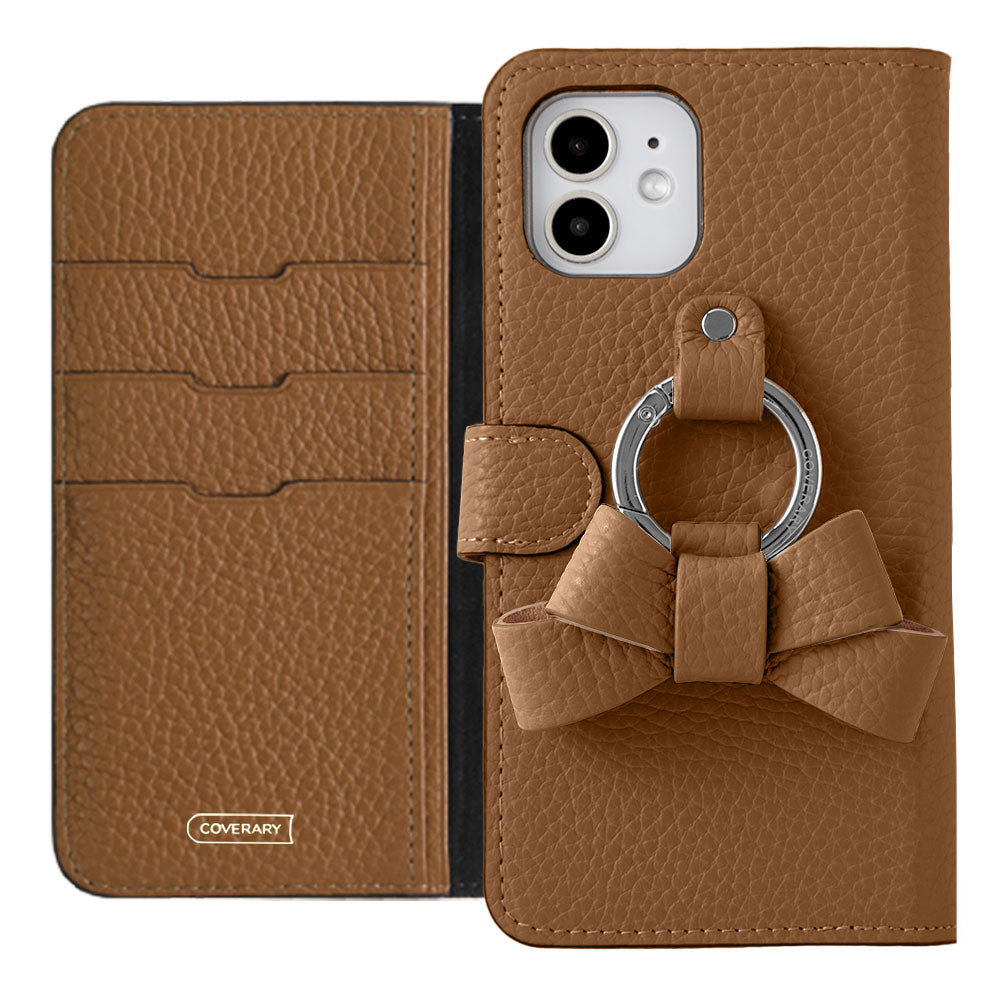 Étui portefeuille en cuir véritable italien grainé 32 couleurs avec anneau smartphone ruban (avec ceinture) pour la série iPhone