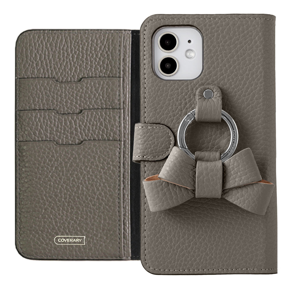 Genuine leather 32 colors Italian shrink leather notebook-style case with ribbon smartphone ring (with belt) Xperia series