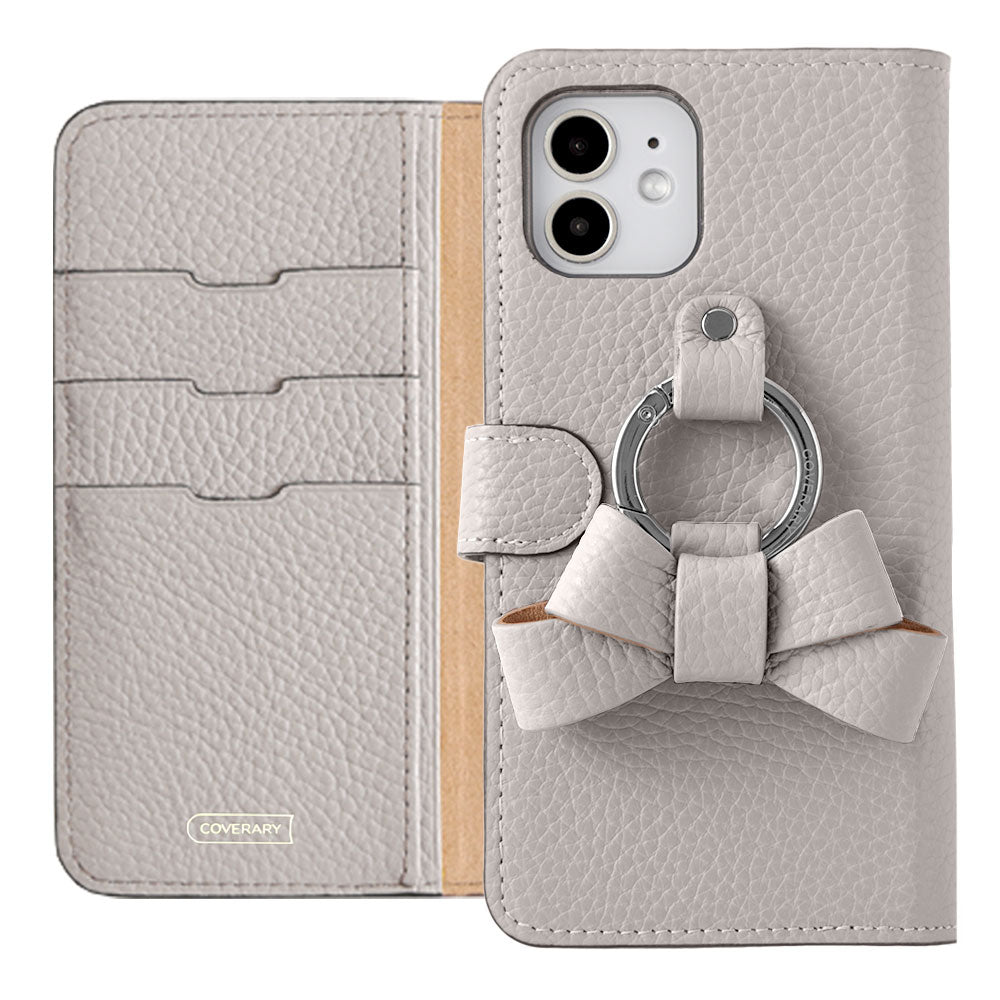 Étui portefeuille en cuir véritable italien grainé 32 couleurs avec anneau smartphone ruban (avec ceinture) pour la série iPhone
