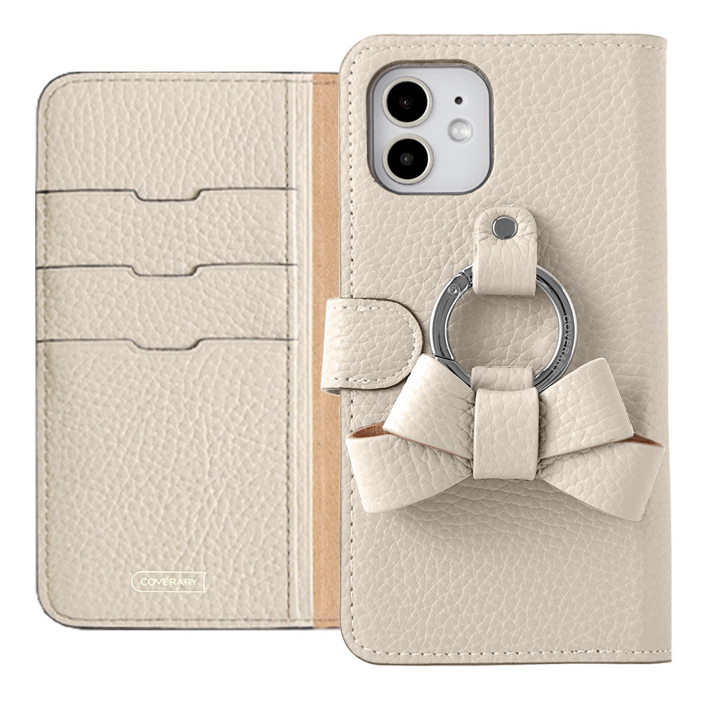 Étui portefeuille en cuir véritable italien grainé 32 couleurs avec anneau smartphone ruban (avec ceinture) pour la série iPhone