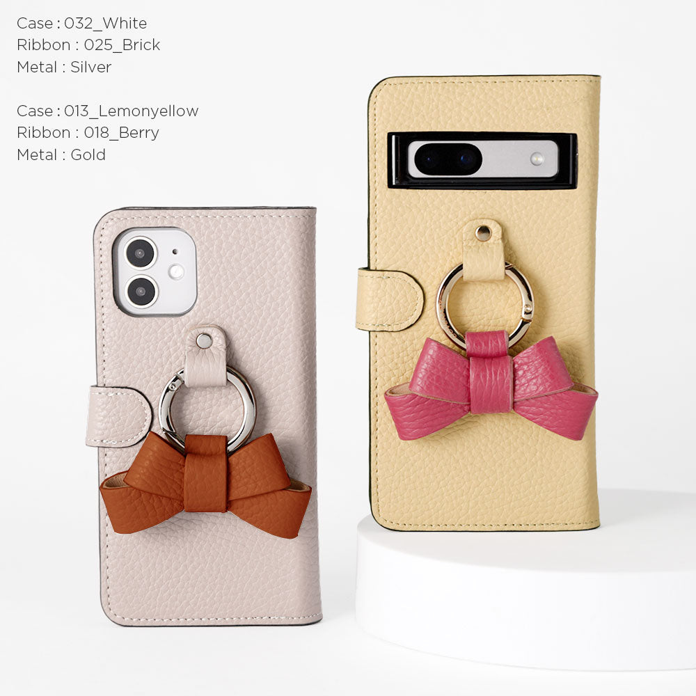 Étui portefeuille en cuir véritable italien grainé 32 couleurs avec anneau smartphone ruban (avec ceinture) pour la série iPhone