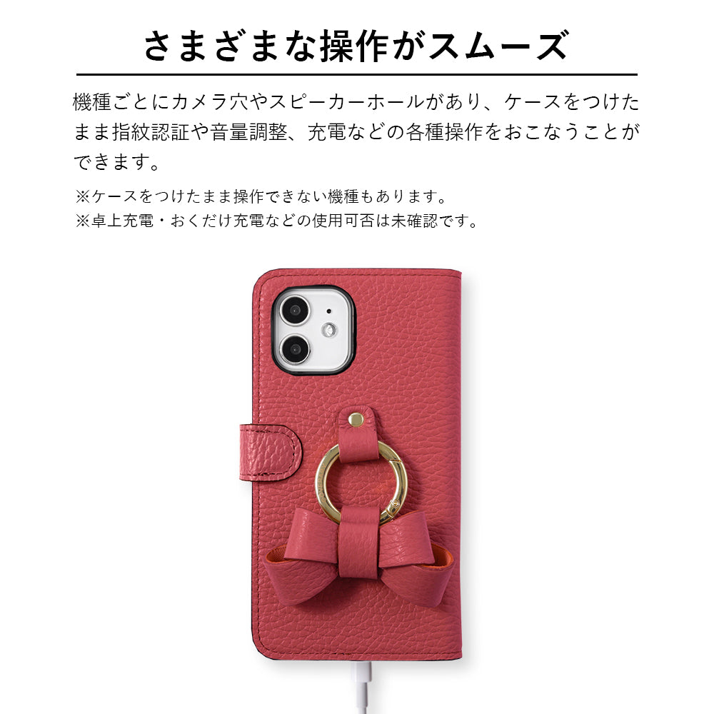 Étui portefeuille en cuir véritable italien grainé 32 couleurs avec anneau smartphone ruban (avec ceinture) pour la série iPhone