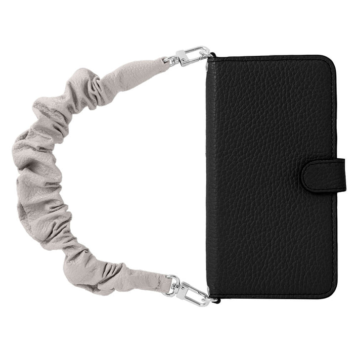 Genuine leather 32 colors Italian shrink leather with scrunchie-style short strap notebook-type case (with belt) Galaxy series