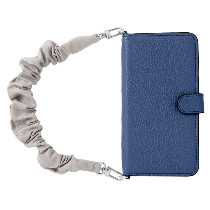 Genuine leather 32 colors Italian shrink leather with scrunchie-style short strap notebook-type case (with belt) AQUOS series