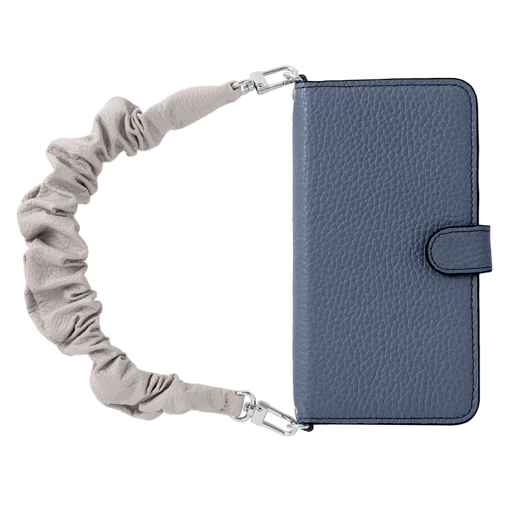 Genuine leather 32 colors Italian shrink leather with scrunchie-style short strap notebook-type case (with belt) Galaxy series