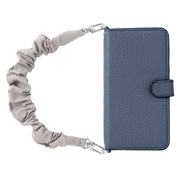 Genuine leather 32 colors Italian shrink leather with scrunchie-style short strap notebook-type case (with belt) Galaxy series