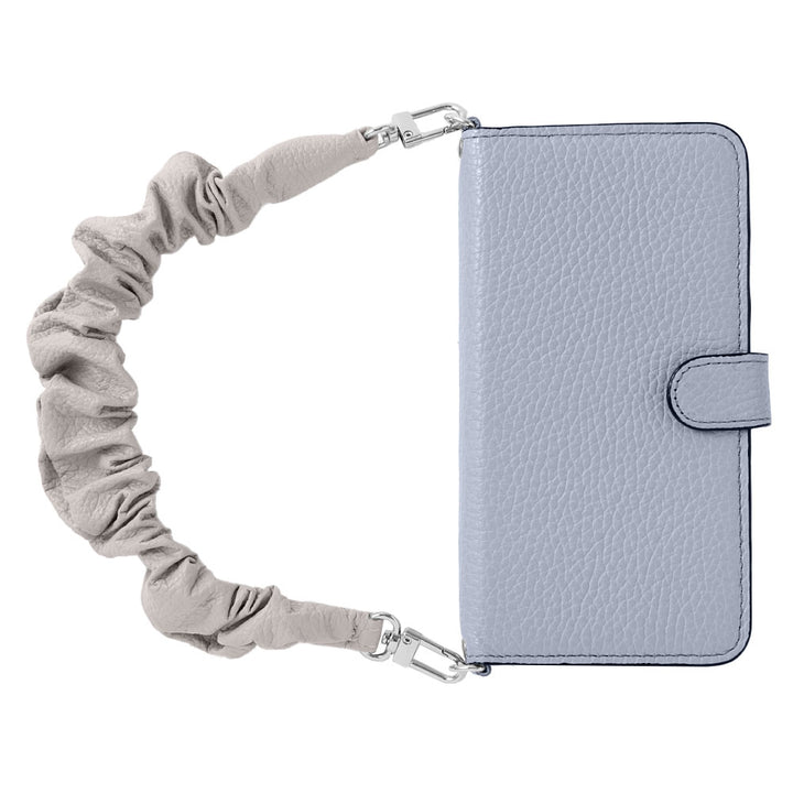 Genuine leather 32 colors Italian shrink leather with scrunchie-style short strap notebook-type case (with belt)