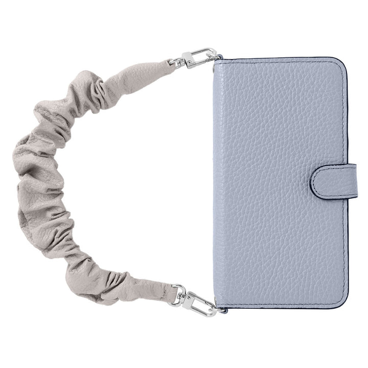 Genuine leather 32 colors Italian shrink leather with chouchou-style short strap notebook-type case (with belt) for Google Pixel series