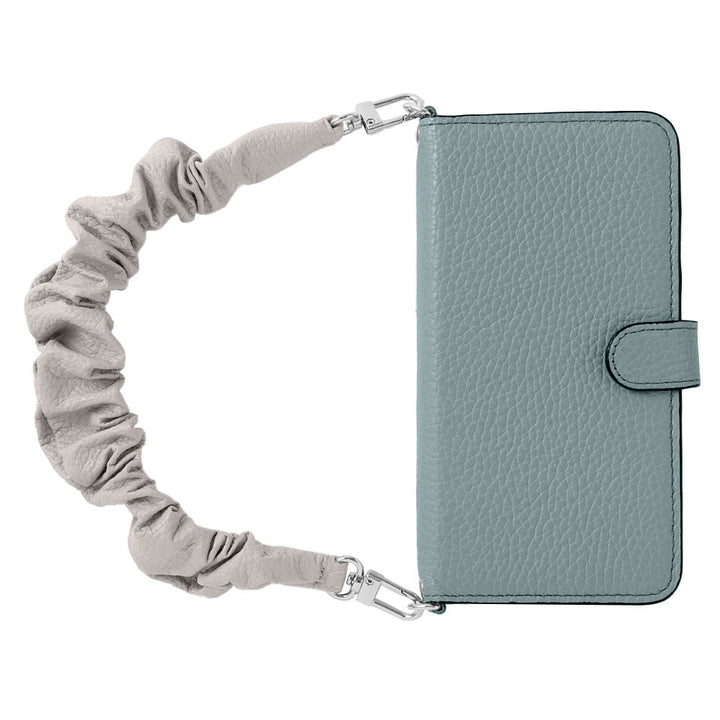 Genuine leather 32 colors Italian shrink leather with chouchou-style short strap notebook-type case (with belt) for Google Pixel series