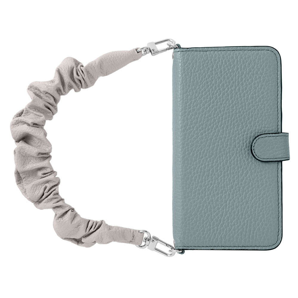 Genuine leather 32 colors Italian shrink leather with scrunchie-style short strap notebook-type case (with belt) Galaxy series