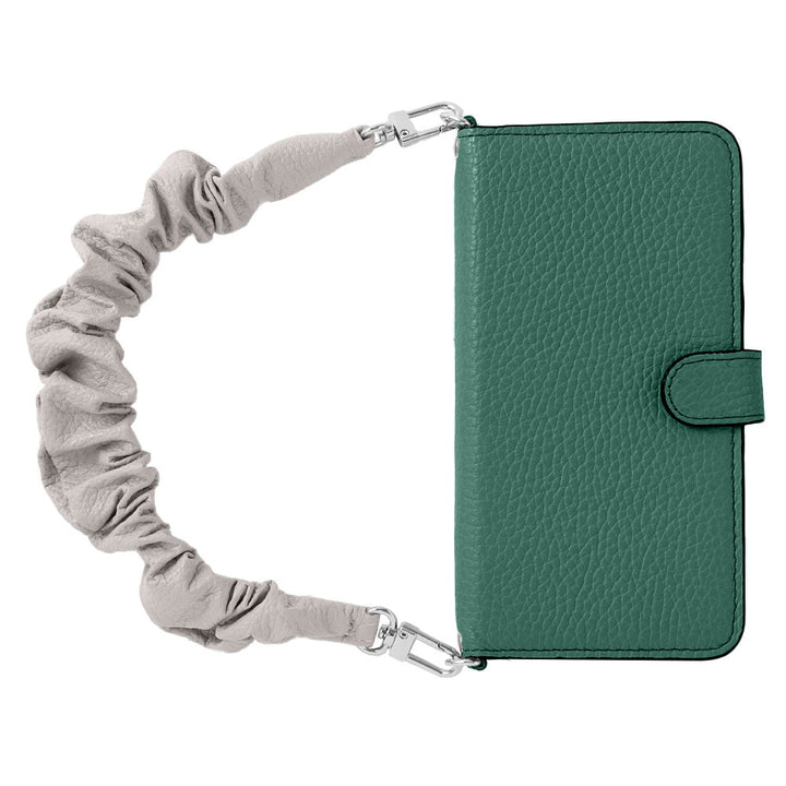 Genuine leather 32 colors Italian shrink leather with chouchou-style short strap notebook-type case (with belt) for Google Pixel series