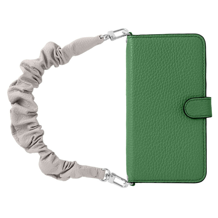 Genuine leather 32 colors Italian shrink leather with chouchou-style short strap notebook-type case (with belt) for Google Pixel series