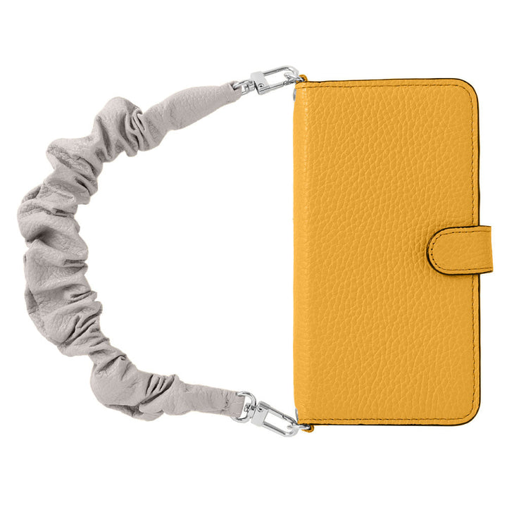 Genuine leather 32 colors Italian shrink leather with scrunchie-style short strap notebook-type case (with belt) AQUOS series