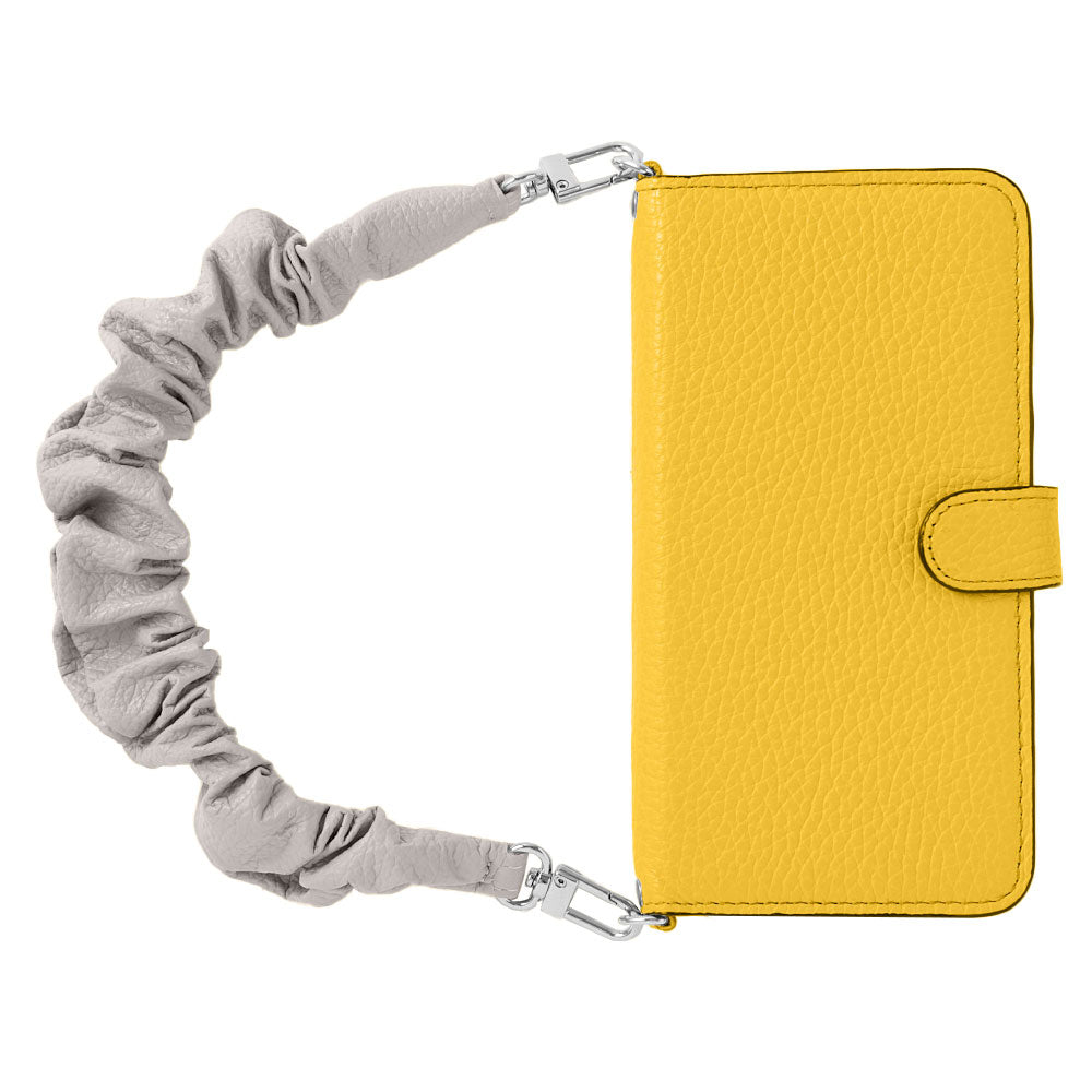 Genuine leather 32 colors Italian shrink leather with scrunchie-style short strap notebook-type case (with belt) Galaxy series