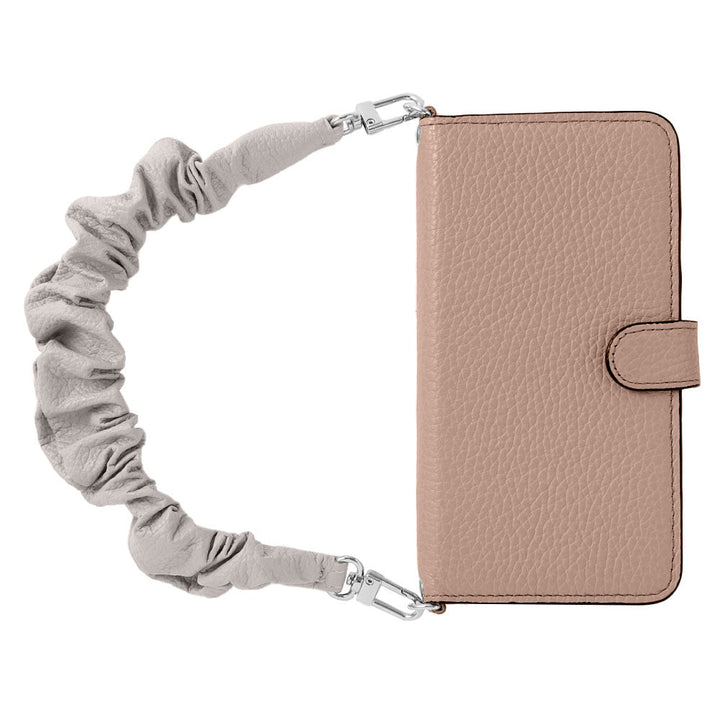 Genuine leather 32 colors Italian shrink leather with scrunchie-style short strap notebook-type case (with belt) AQUOS series