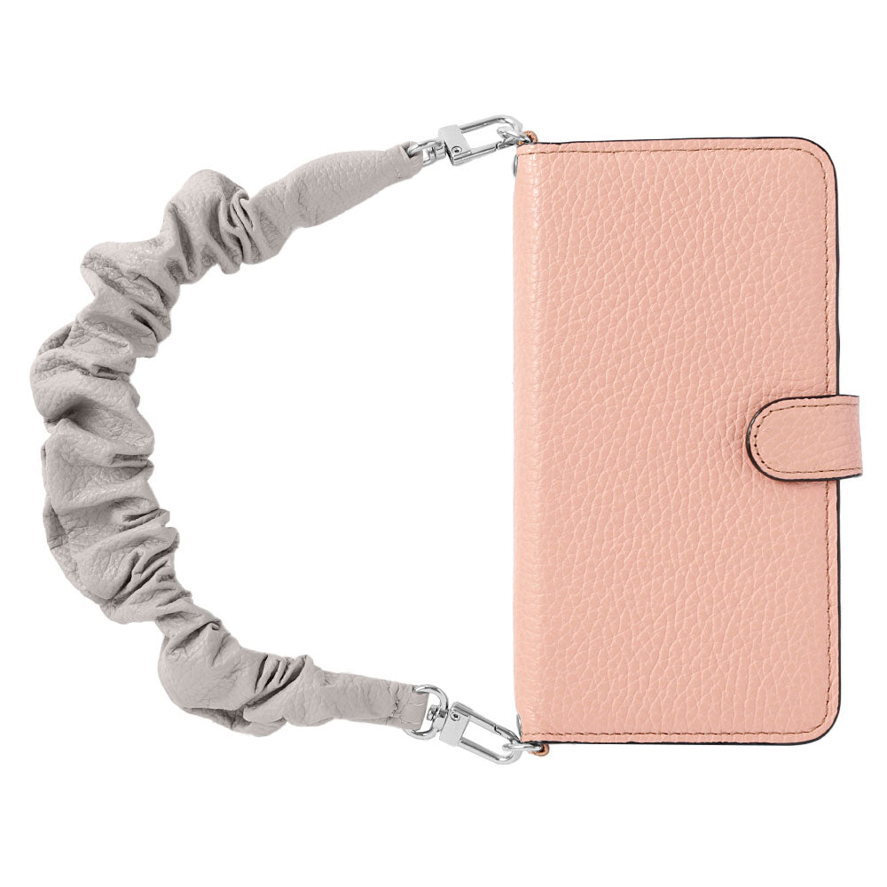 Genuine leather 32 colors Italian shrink leather with chouchou-style short strap notebook-type case (with belt) for Google Pixel series