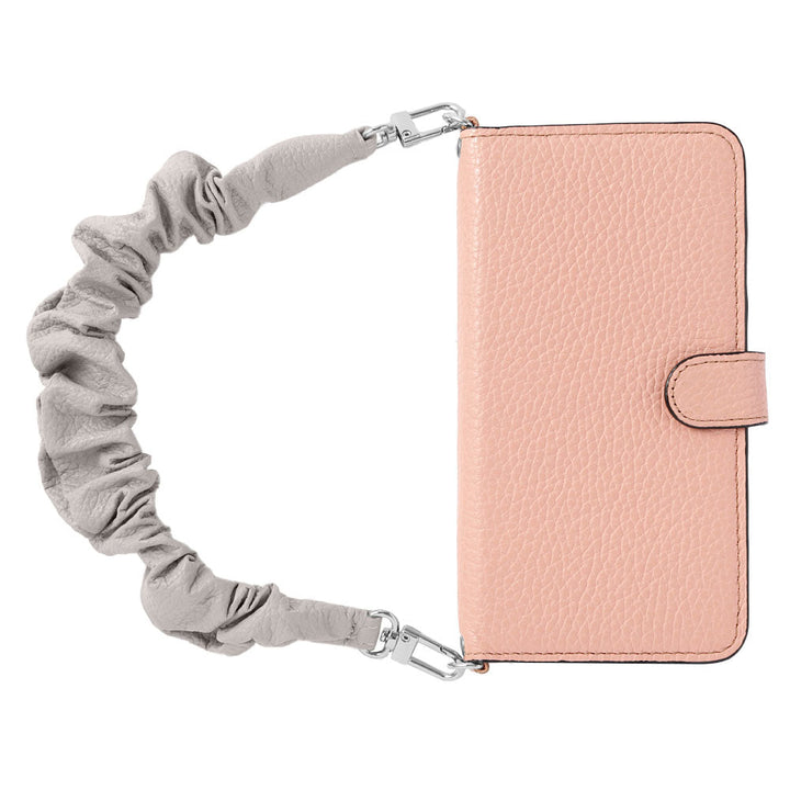 Genuine leather 32 colors Italian shrink leather with chouchou-style short strap notebook-type case (with belt) for Google Pixel series