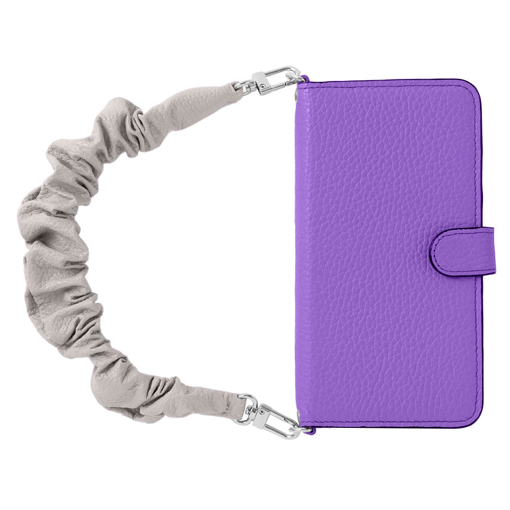 Genuine leather 32 colors Italian shrink leather with chouchou-style short strap notebook-type case (with belt) for Google Pixel series