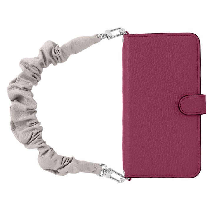 Genuine leather 32 colors Italian shrink leather with chouchou-style short strap notebook-type case (with belt) for Google Pixel series