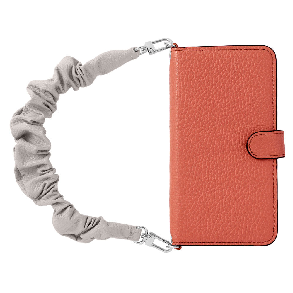 Genuine leather 32 colors Italian shrink leather with scrunchie-style short strap notebook-type case (with belt) AQUOS series