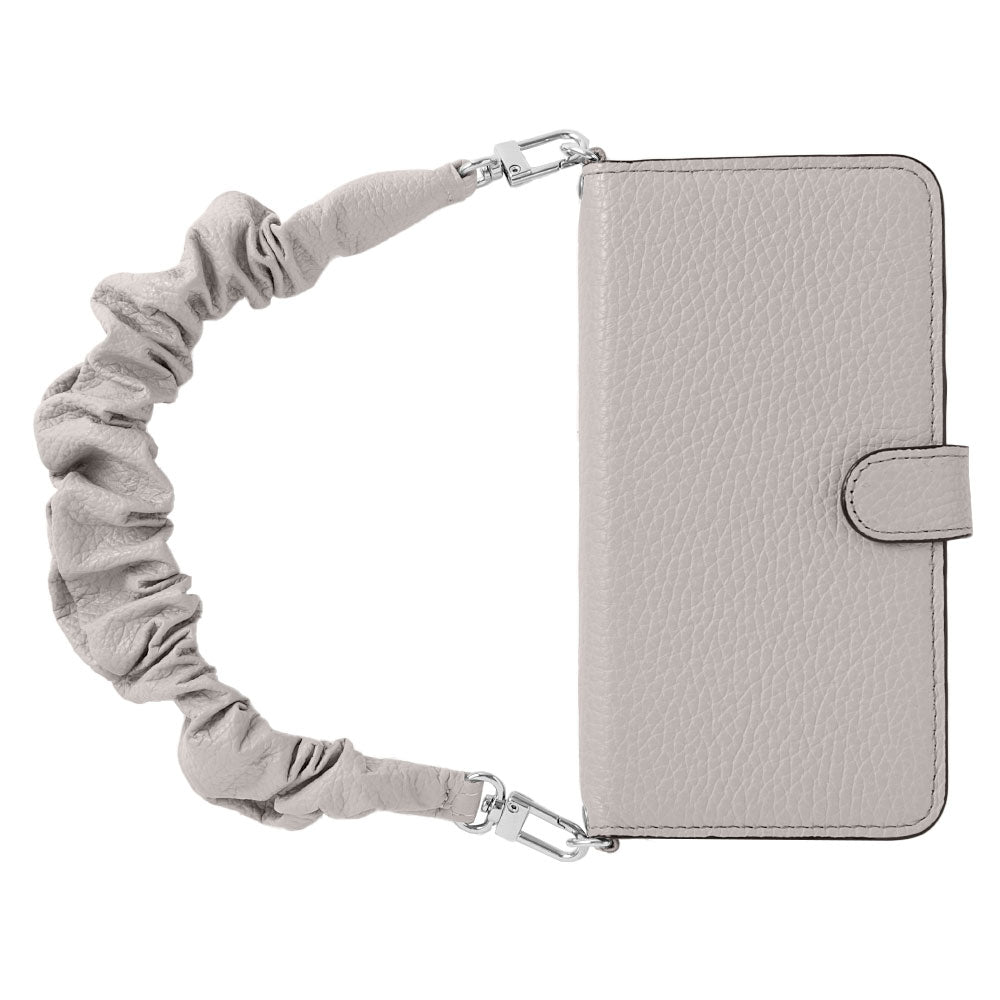 Genuine leather 32 colors Italian shrink leather with scrunchie-style short strap notebook-type case (with belt) AQUOS series