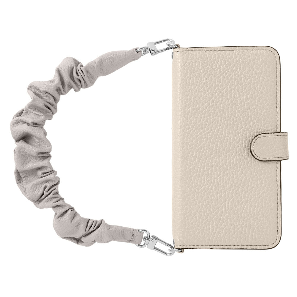 Genuine leather 32 colors Italian shrink leather with scrunchie-style short strap notebook-type case (with belt) Galaxy series