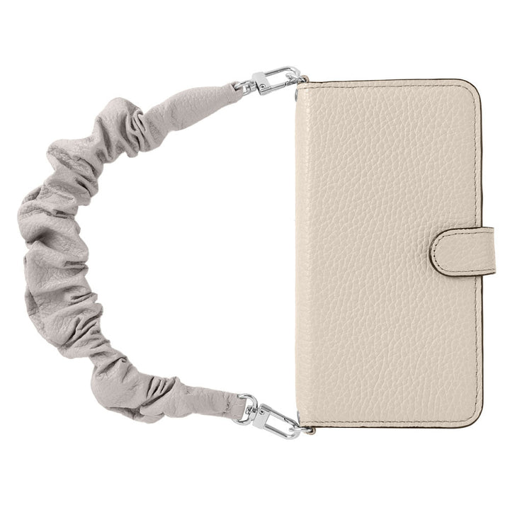 Genuine leather 32 colors Italian shrink leather with scrunchie-style short strap notebook-type case (with belt) Galaxy series