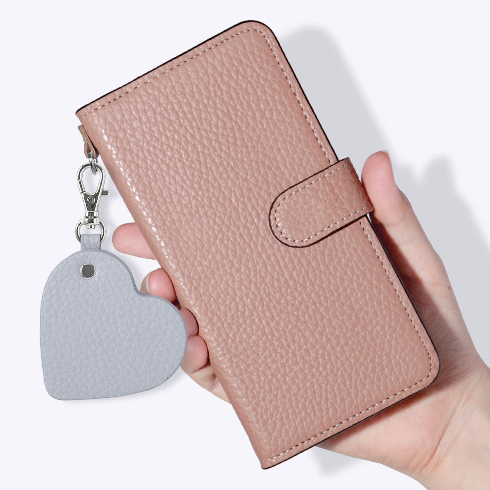 Genuine Leather 32 Colors Italian Shrink Leather Motif Mirror Charm Notebook Case (With Belt)