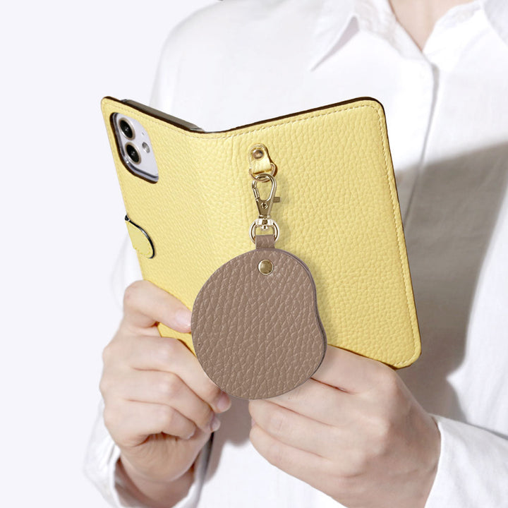 Genuine Leather 32 Colors Italian Shrink Leather Motif Mirror Charm Wallet Case (With Belt) Xperia Series