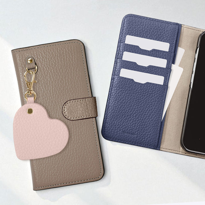 Genuine Leather 32 Colors Italian Shrink Leather Motif Mirror Charm Notebook Case (With Belt)