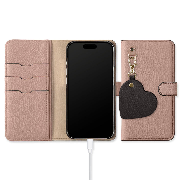 本革 32色 イタリアンシュリンクレザー モチーフミラーチャーム 手帳型ケース（ベルトあり）Google Pixelシリーズ