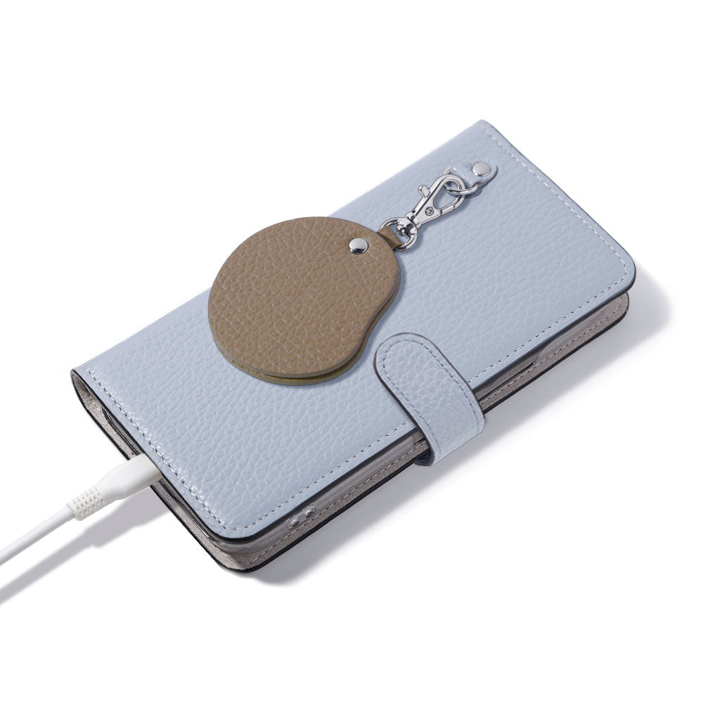 Genuine Leather 32 Colors Italian Shrink Leather Motif Mirror Charm Notebook Case (With Belt)