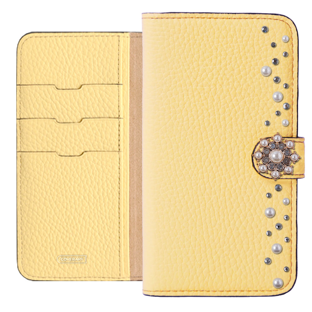 Genuine leather 32 colors Italian shrink leather pompom flower notebook-style case (with belt) AQUOS series