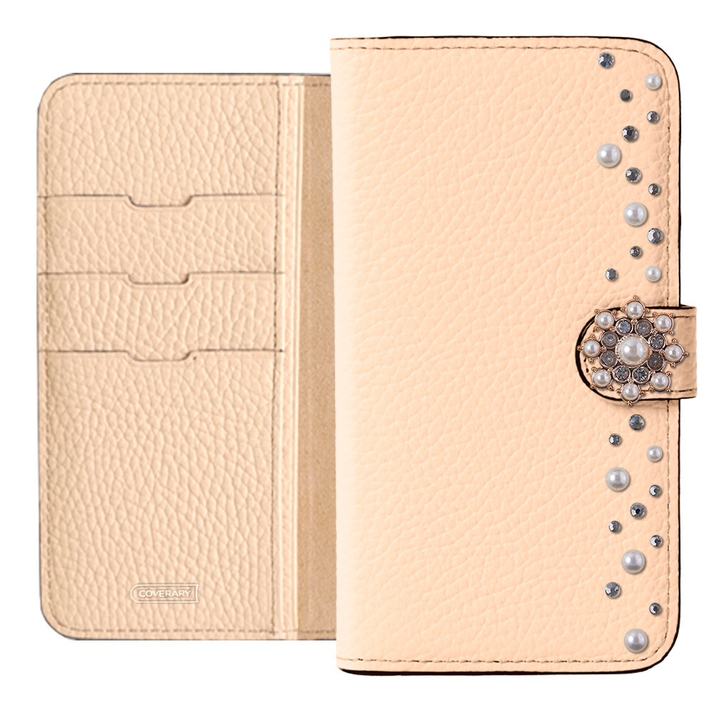 Genuine leather 32 colors Italian shrink leather pompom flower notebook-style case (with belt) AQUOS series