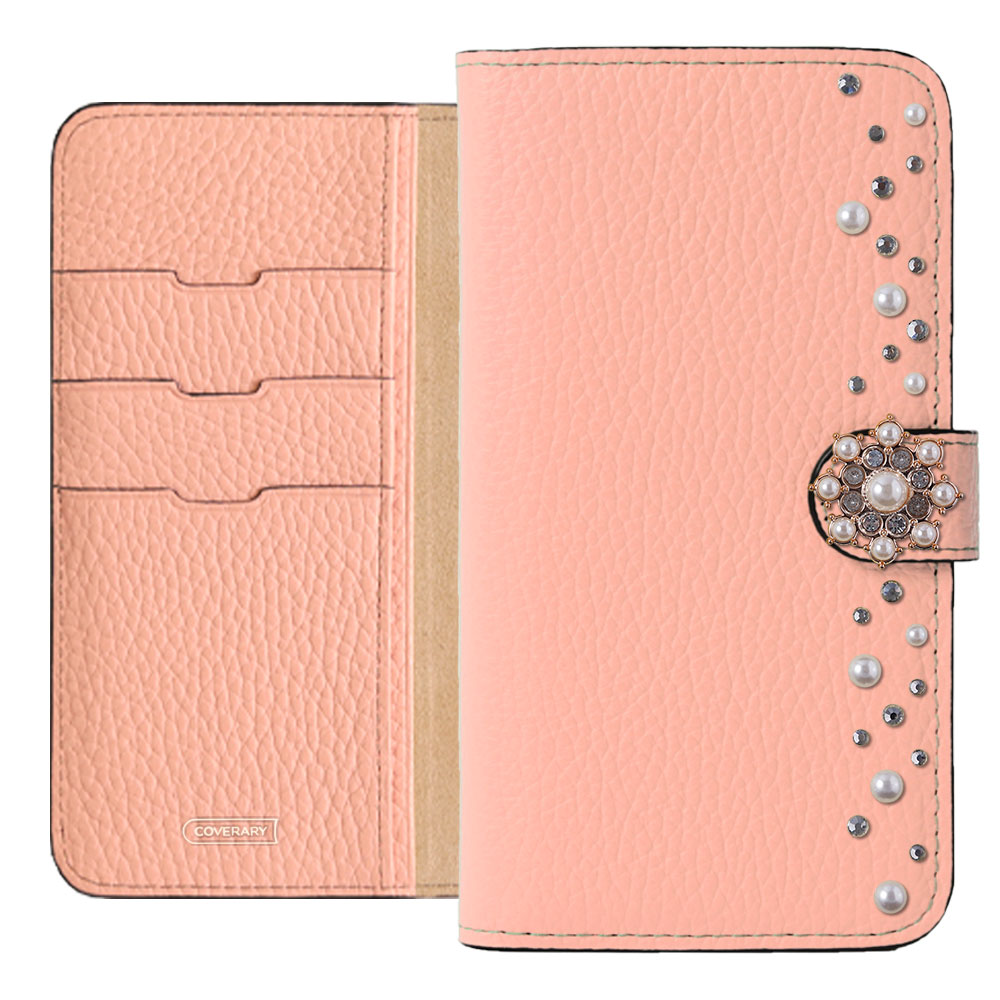 Genuine leather 32 colors Italian shrink leather pompom flower notebook-style case (with belt) AQUOS series