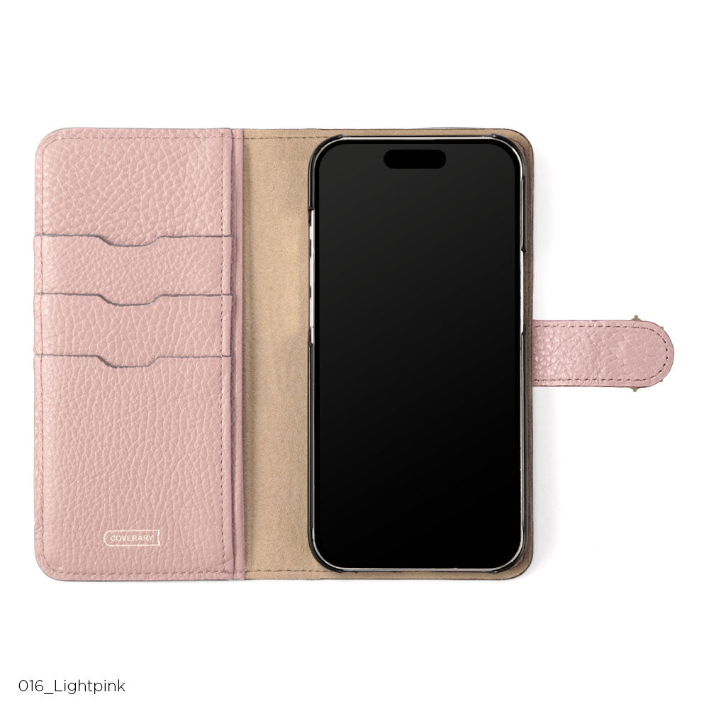 本革 32色 イタリアンシュリンクレザー ポンポンフラワー 手帳型ケース（ベルトあり）Xperiaシリーズ