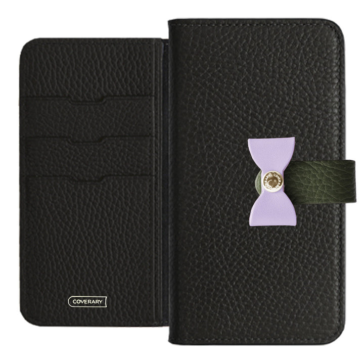 Cuir véritable 32 couleurs cuir italien grainé ceinture 4 voies & décoration ruban étui portefeuille série Xperia