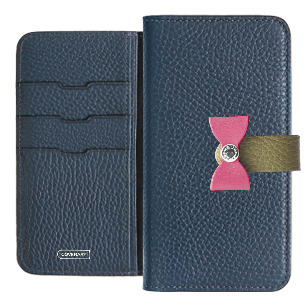 Cuir véritable 32 couleurs cuir italien grainé ceinture 4 voies & décoration ruban étui portefeuille série Xperia