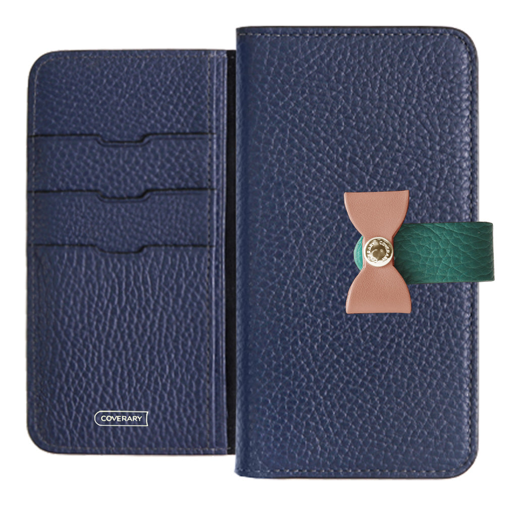 Cuir véritable 32 couleurs cuir italien grainé ceinture 4 voies & décoration ruban étui portefeuille série Xperia